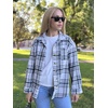 Zeagoo Women Flannel Shacket Jacket Plaid Button Down Long Sleeve Shirt(Black White 2)