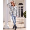 Zeagoo Women Flannel Shacket Jacket Plaid Button Down Long Sleeve Shirt(Black White-gw40)