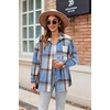 Zeagoo Women Flannel Shacket Jacket Plaid Button Down Long Sleeve Shirt(Blue Plaid-gw354)