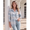 Zeagoo Women Flannel Shacket Jacket Plaid Button Down Long Sleeve Shirt(Blue-gw570)