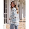 Zeagoo Women Flannel Shacket Jacket Plaid Button Down Long Sleeve Shirt(Blue-gw570)