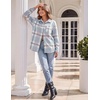 Zeagoo Women Flannel Shacket Jacket Plaid Button Down Long Sleeve Shirt(Blue-gw570)