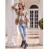 Zeagoo Women Flannel Shacket Jacket Plaid Button Down Long Sleeve Shirt(Brown-gz554)