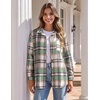 Zeagoo Women Flannel Shacket Jacket Plaid Button Down Long Sleeve Shirt(Green-gz802)