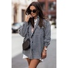Zeagoo Women Flannel Shacket Jacket Plaid Button Down Long Sleeve Shirt(Houndstooth 1)