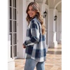 Zeagoo Women Flannel Shacket Jacket Plaid Button Down Long Sleeve Shirt(Navy Plaid-gz547)