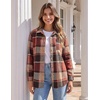 Zeagoo Women Flannel Shacket Jacket Plaid Button Down Long Sleeve Shirt(Orange)