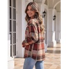 Zeagoo Women Flannel Shacket Jacket Plaid Button Down Long Sleeve Shirt(Orange)