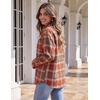 Zeagoo Women Flannel Shacket Jacket Plaid Button Down Long Sleeve Shirt(Orange Plaid-gz867)