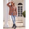 Zeagoo Women Flannel Shacket Jacket Plaid Button Down Long Sleeve Shirt(Orange Plaid-gz867)
