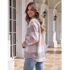 Zeagoo Women Flannel Shacket Jacket Plaid Button Down Long Sleeve Shirt(Pink Grey-gz695)
