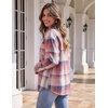 Zeagoo Women Flannel Shacket Jacket Plaid Button Down Long Sleeve Shirt(Pink Plaid-gz877)