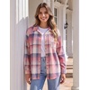 Zeagoo Women Flannel Shacket Jacket Plaid Button Down Long Sleeve Shirt(Pink Plaid-gz877)