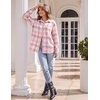Zeagoo Women Flannel Shacket Jacket Plaid Button Down Long Sleeve Shirt(Pink-gz854)