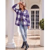 Zeagoo Women Flannel Shacket Jacket Plaid Button Down Long Sleeve Shirt(Purple-gz680)