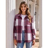 Zeagoo Women Flannel Shacket Jacket Plaid Button Down Long Sleeve Shirt(Red Plaid-gz543)