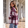 Zeagoo Women Flannel Shacket Jacket Plaid Button Down Long Sleeve Shirt(Red Plaid-gz543)