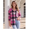 Zeagoo Women Flannel Shacket Jacket Plaid Button Down Long Sleeve Shirt(Rose Red-gw44)