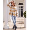 Zeagoo Women Flannel Shacket Jacket Plaid Button Down Long Sleeve Shirt(Yellow-gw578)