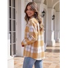 Zeagoo Women Flannel Shacket Jacket Plaid Button Down Long Sleeve Shirt(Yellow-gw578)