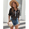 Zeagoo Womens Button Down Shirts Long Sleeve Casual Cotton Gauze Tops(Black Hawaiian)