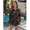 Zeagoo Womens Button Down Shirts Long Sleeve Casual Cotton Gauze Tops(Black Hawaiian)