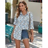 Zeagoo Womens Button Down Shirts Long Sleeve Casual Cotton Gauze Tops(Blue Blossom)
