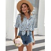 Zeagoo Womens Button Down Shirts Long Sleeve Casual Cotton Gauze Tops(Blue Blossom)