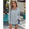 Zeagoo Womens Button Down Shirts Long Sleeve Casual Cotton Gauze Tops(Blue Blossom)
