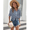 Zeagoo Womens Button Down Shirts Long Sleeve Casual Cotton Gauze Tops(Blue Floral)