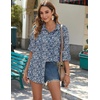 Zeagoo Womens Button Down Shirts Long Sleeve Casual Cotton Gauze Tops(Blue Floral)