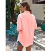 Zeagoo Womens Button Down Shirts Long Sleeve Casual Cotton Gauze Tops(Coral)