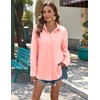 Zeagoo Womens Button Down Shirts Long Sleeve Casual Cotton Gauze Tops(Coral)