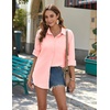 Zeagoo Womens Button Down Shirts Long Sleeve Casual Cotton Gauze Tops(Coral)