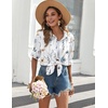 Zeagoo Womens Button Down Shirts Long Sleeve Casual Cotton Gauze Tops(Floral White)