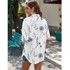Zeagoo Womens Button Down Shirts Long Sleeve Casual Cotton Gauze Tops(Floral White)