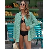 Zeagoo Womens Button Down Shirts Long Sleeve Casual Cotton Gauze Tops(Green Floral)