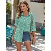 Zeagoo Womens Button Down Shirts Long Sleeve Casual Cotton Gauze Tops(Green Floral)