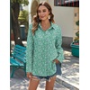 Zeagoo Womens Button Down Shirts Long Sleeve Casual Cotton Gauze Tops(Green Floral)