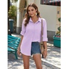 Zeagoo Womens Button Down Shirts Long Sleeve Casual Cotton Gauze Tops(Lavender)