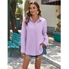 Zeagoo Womens Button Down Shirts Long Sleeve Casual Cotton Gauze Tops(Lavender)