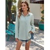 Zeagoo Womens Button Down Shirts Long Sleeve Casual Cotton Gauze Tops(Light Green)