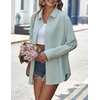 Zeagoo Womens Button Down Shirts Long Sleeve Casual Cotton Gauze Tops(Light Green)