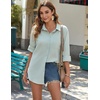 Zeagoo Womens Button Down Shirts Long Sleeve Casual Cotton Gauze Tops(Light Green)