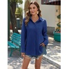 Zeagoo Womens Button Down Shirts Long Sleeve Casual Cotton Gauze Tops(Navy Blue)