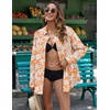 Zeagoo Womens Button Down Shirts Long Sleeve Casual Cotton Gauze Tops(Orange Tropical)