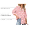 Zeagoo Womens Button Down Shirts Long Sleeve Casual Cotton Gauze Tops(Pink Tropical)