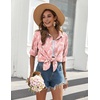 Zeagoo Womens Button Down Shirts Long Sleeve Casual Cotton Gauze Tops(Pink Tropical)