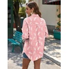 Zeagoo Womens Button Down Shirts Long Sleeve Casual Cotton Gauze Tops(Pink Tropical)