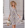 Zeagoo Womens Dresses 3/4 Sleeve Casual Fall A Line Midi Dress with Pockets(Apricot Purple Flower)
